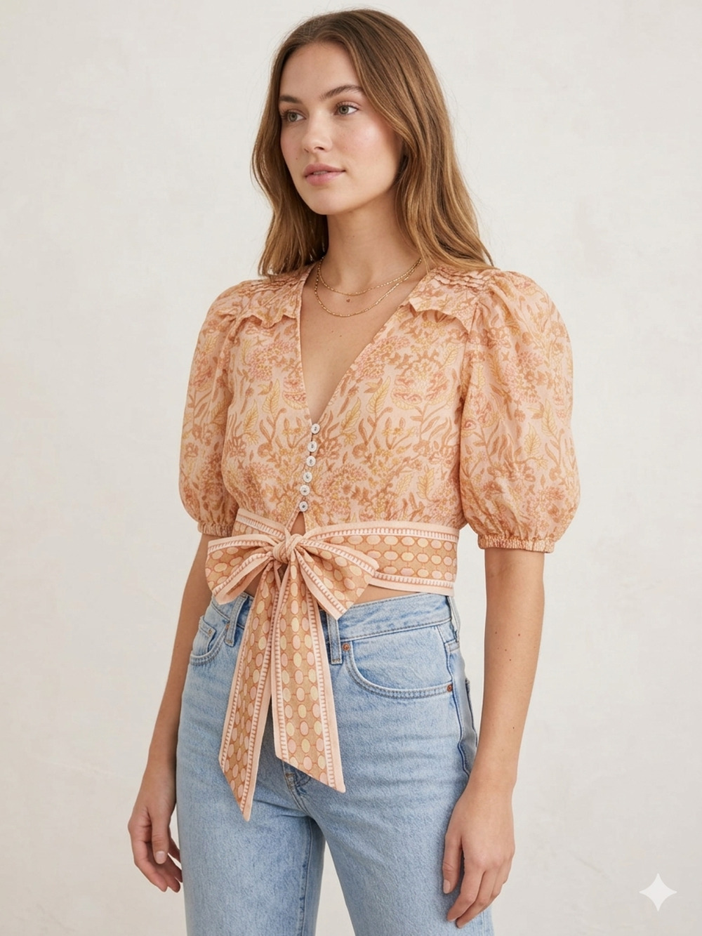 Cleobella Organic Cotton Floral Boho Wrap Top XS